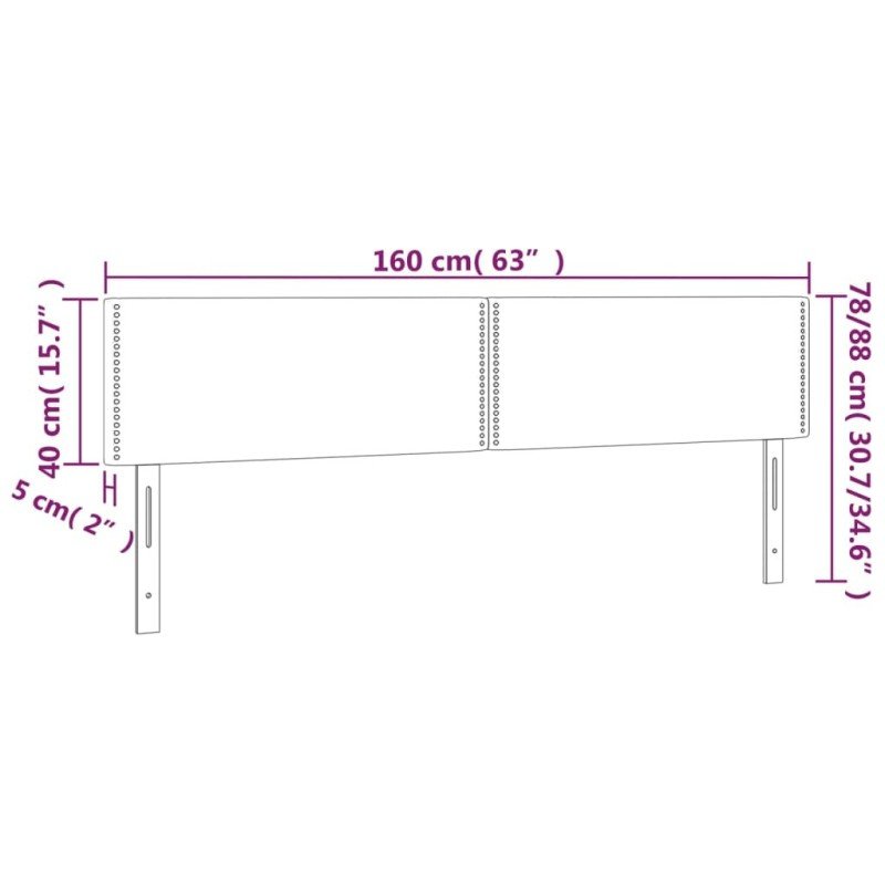 vidaXL Čelo postele s LED bledosivé 160x5x78/88 cm látka