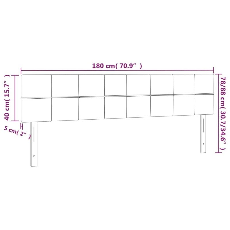 vidaXL Čelo postele s LED bledosivé 180x5x78/88 cm zamat