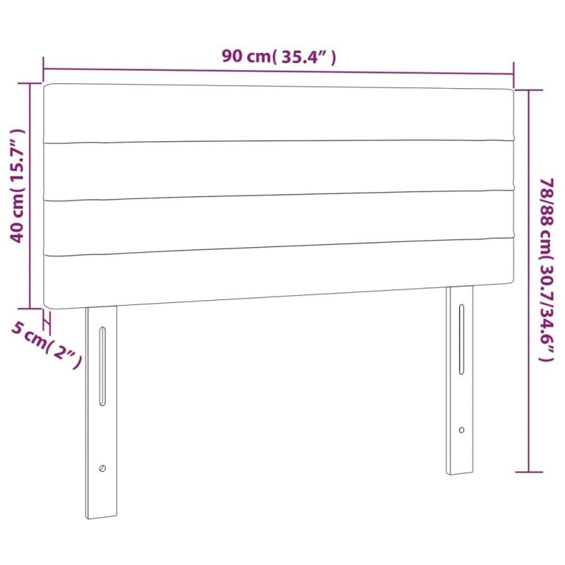 vidaXL Čelo postele s LED modré 90x5x78/88 cm látka