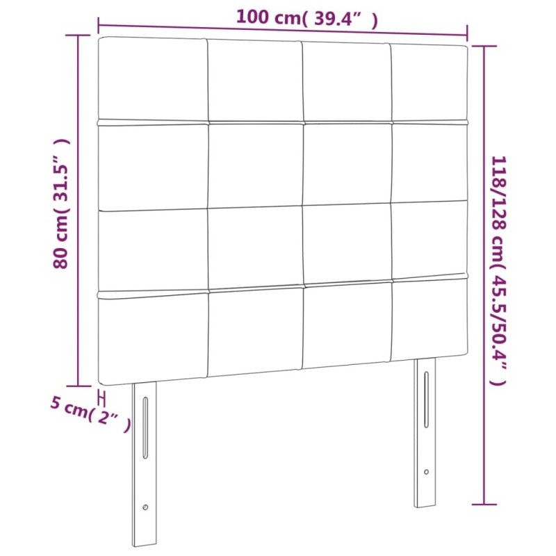 vidaXL Čelo postele s LED bledosivé 100x5x118/128 cm zamat