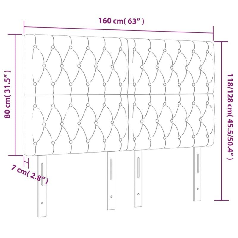 vidaXL Čelo postele s LED tmavohendé 160x7x118/128 cm látka