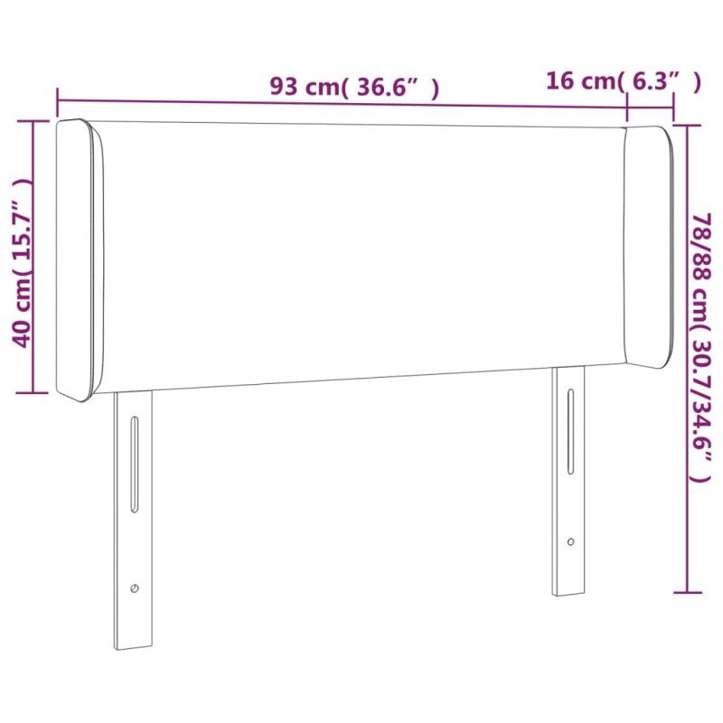 vidaXL Čelo postele s LED tmavomodré 93x16x78/88 cm zamat