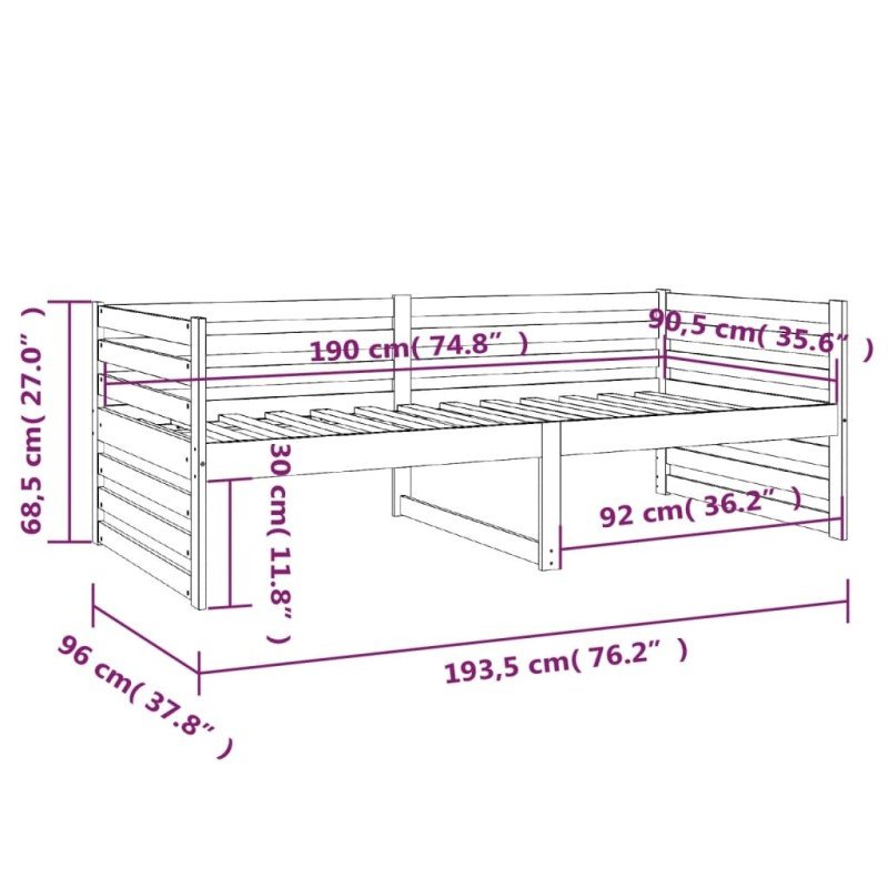 vidaXL Denná posteľ čierna 90x190 cm borovicový masív