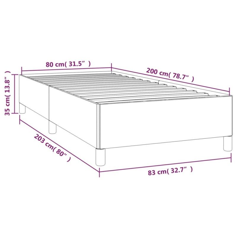 vidaXL Posteľný rám krémový 80x200 cm látka