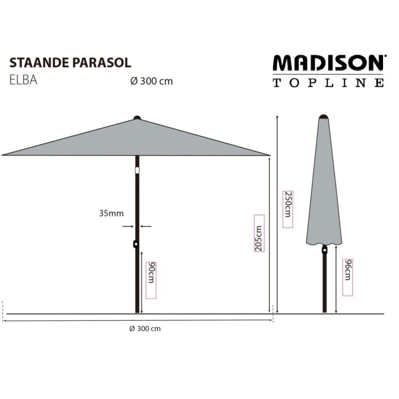 Madison Slnečník Elba 300 cm ľanová farba