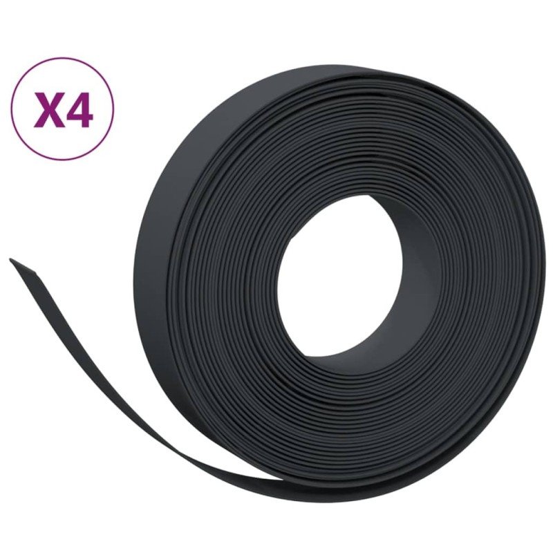 vidaXL Záhradné obruby 4 ks čierne 10 m 10 cm polyetylén