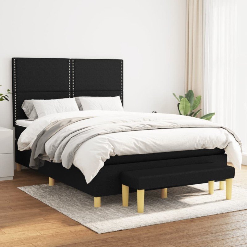 vidaXL Boxspring posteľ s matracom čierny 140x190 cm látka