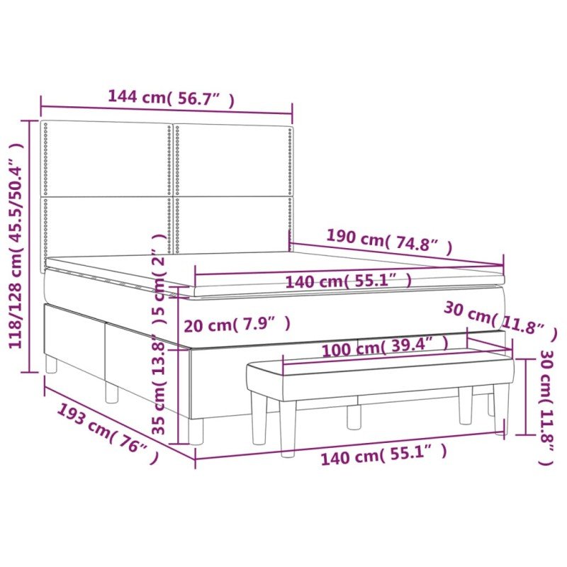 vidaXL Boxspring posteľ s matracom čierny 140x190 cm látka