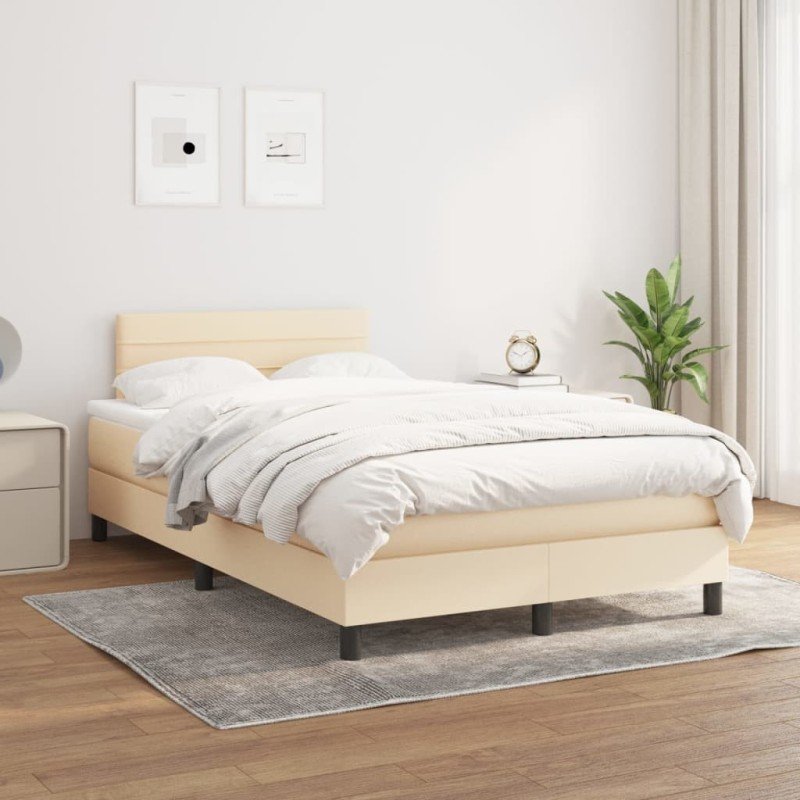 vidaXL Boxspring posteľ s matracom krémový 120x200 cm látka