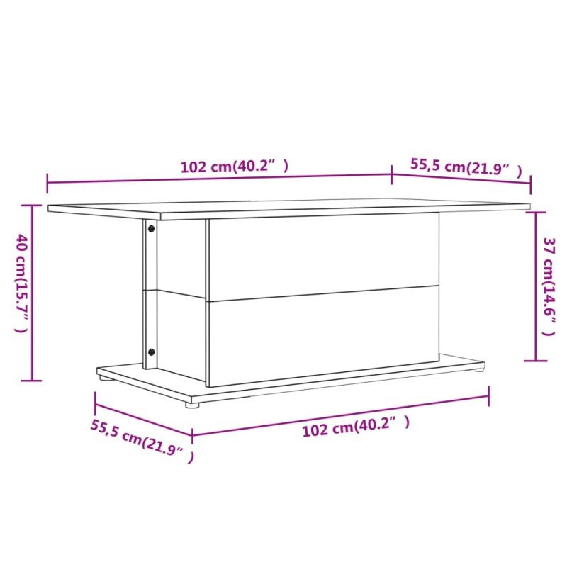 vidaXL Konferenčný stolík hnedý dub 102x55,5x40 cm drevotrieska