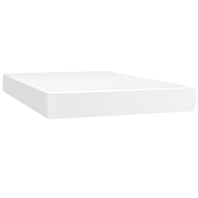 vidaXL Boxspring posteľ s matracom a LED biela 120x200 cm umelá koža