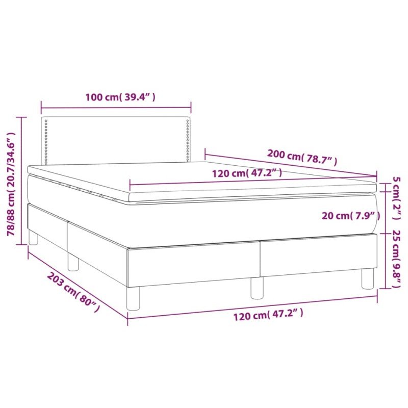 vidaXL Boxspring posteľ s matracom a LED biela 120x200 cm umelá koža