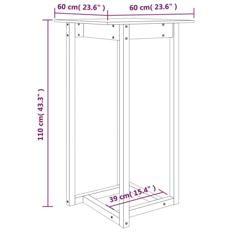 vidaXL Barový stolík čierny 60x60x110 cm masívne borovicové drevo