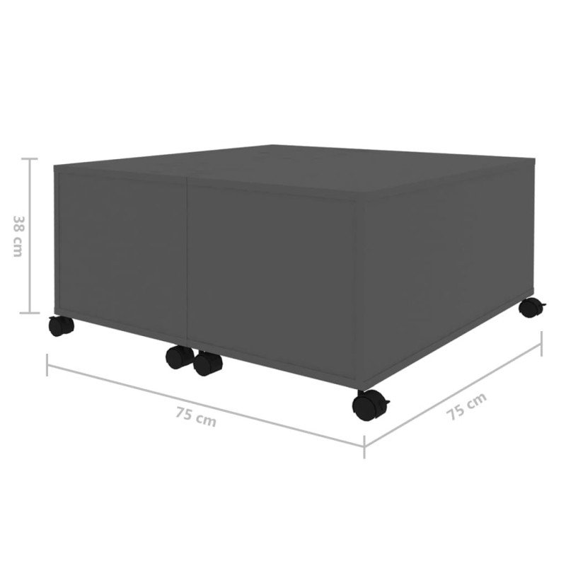 vidaXL Konferenčný stolík sivý 75x75x38 cm drevotrieska