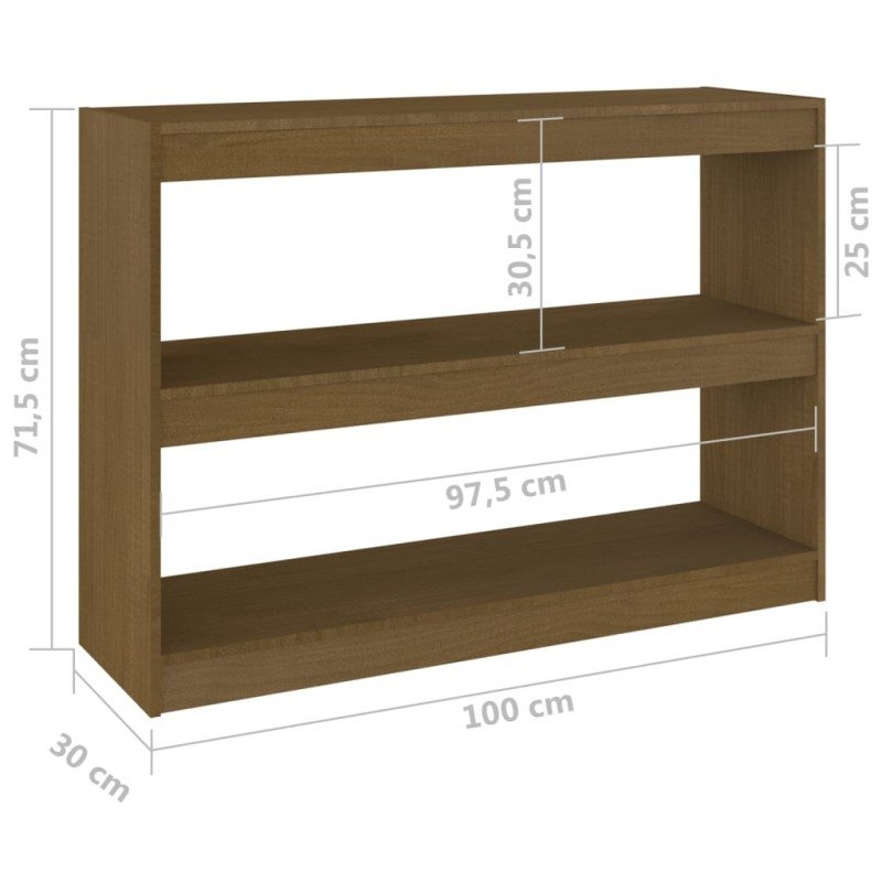 vidaXL Knižnica/deliaca stena medovo-hnedá 100x30x71,5 cm masívna borovica 