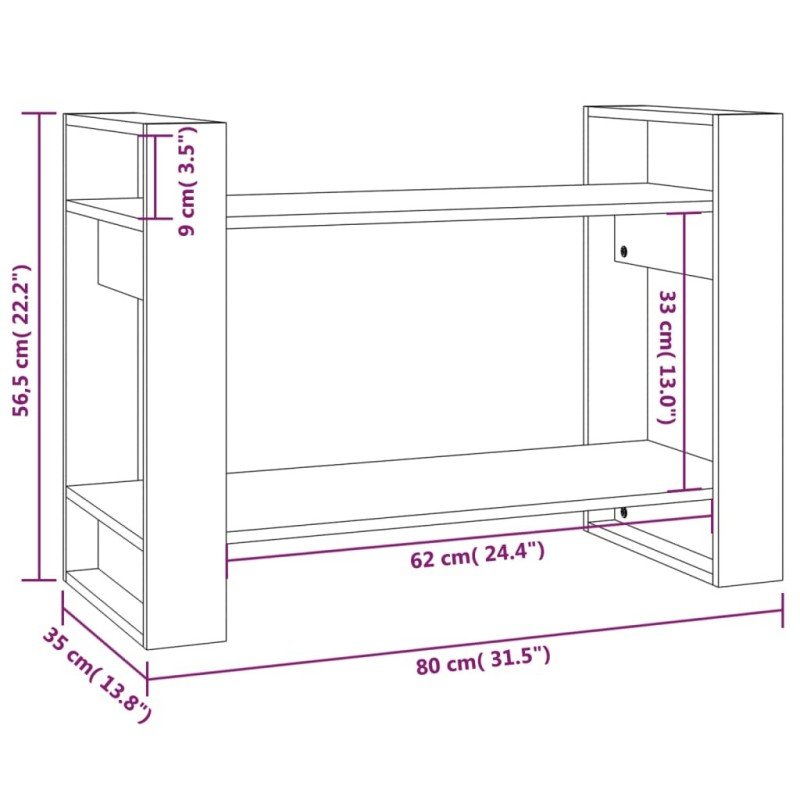 vidaXL Knižnica/deliaca stena sivá 80x35x56,5 cm masívna borovica