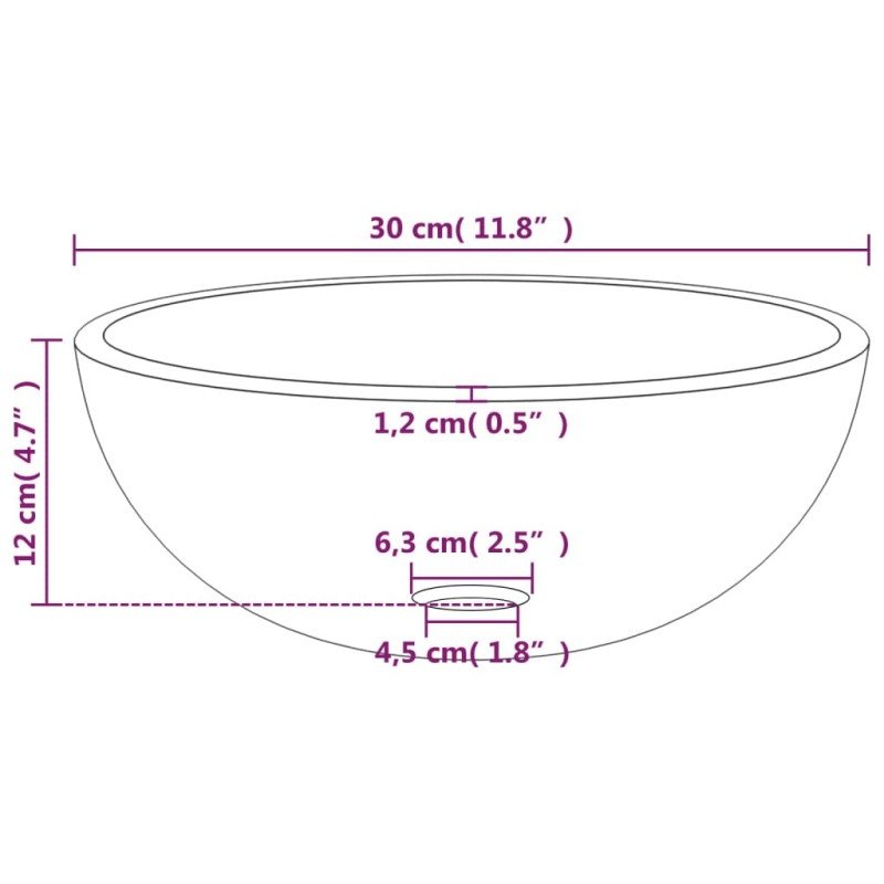 vidaXL Umývadlo z tvrdeného skla 30x12 cm zlaté