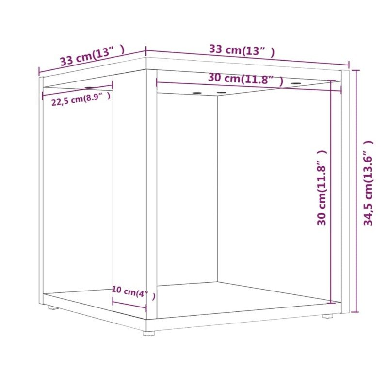 vidaXL Bočný stolík hnedý dub 33x33x34,5 cm spracované drevo