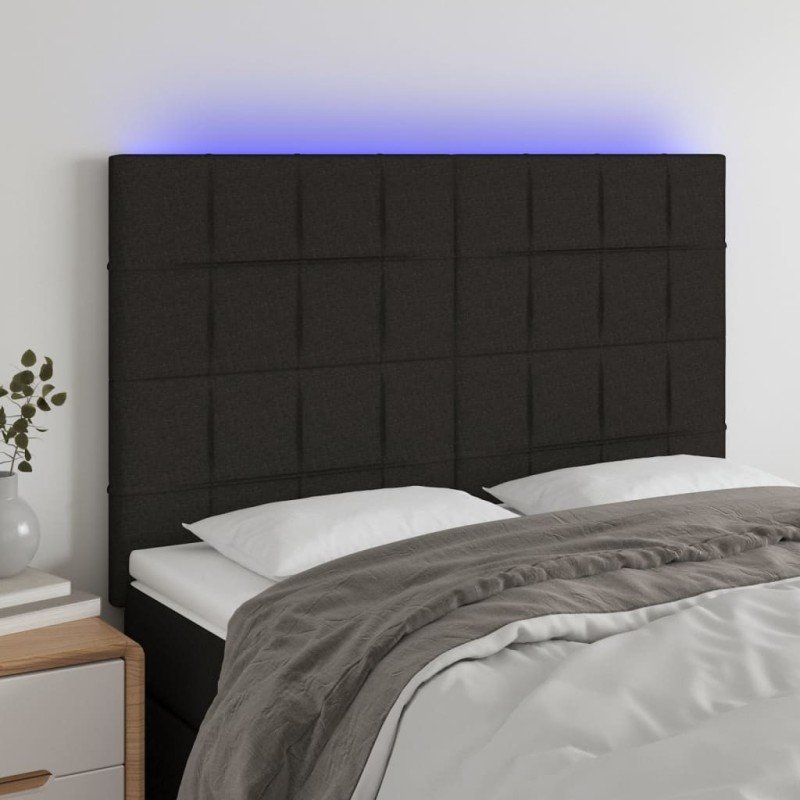 vidaXL Čelo postele s LED čierne 144x5x118/128 cm umelá koža