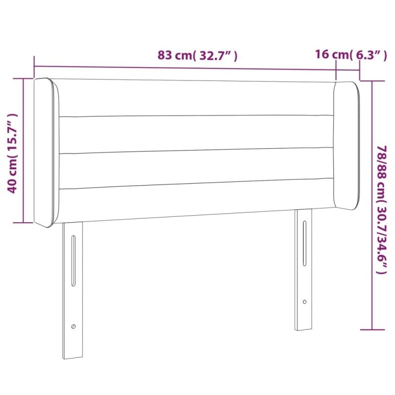 vidaXL Čelo postele s LED tmavosivé 83x16x78/88 cm látka