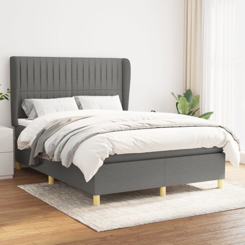 vidaXL Boxspring posteľ s matracom tmavosivá 140x200 cm látka