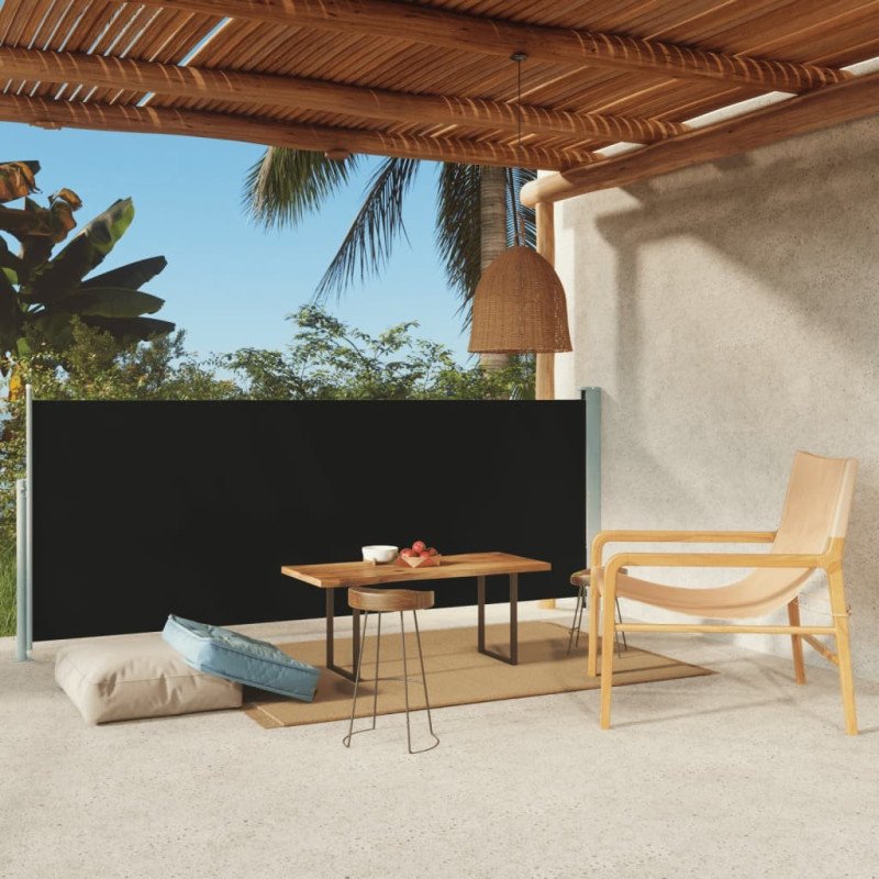 vidaXL Zaťahovacia bočná markíza na terasu 117x300 cm čierna