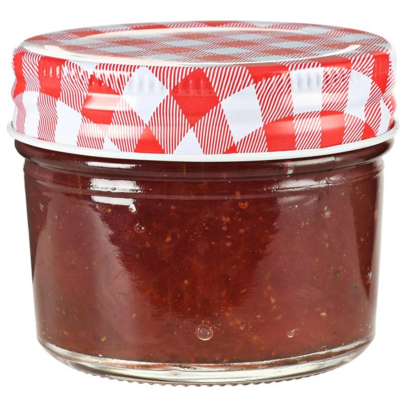 vidaXL Sklenené zaváracie poháre s bielo-červenými viečkami 48 ks 110 ml