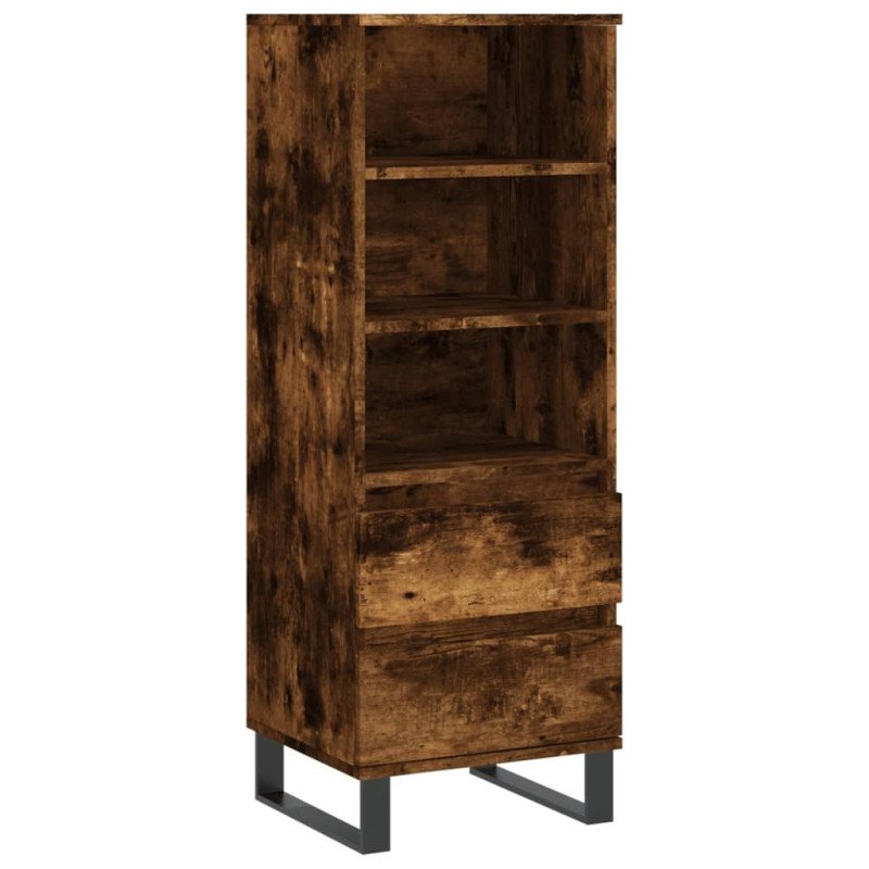 vidaXL Vysoká skrinka dymový dub 40x36x110 cm spracované drevo