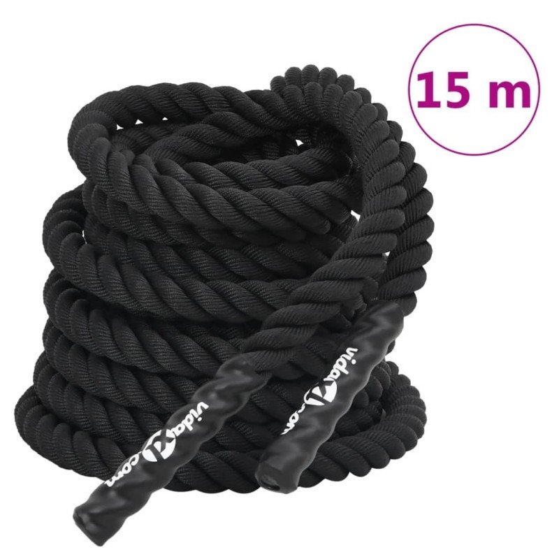 vidaXL Bojové lano čierne 15 m 11 kg polyester