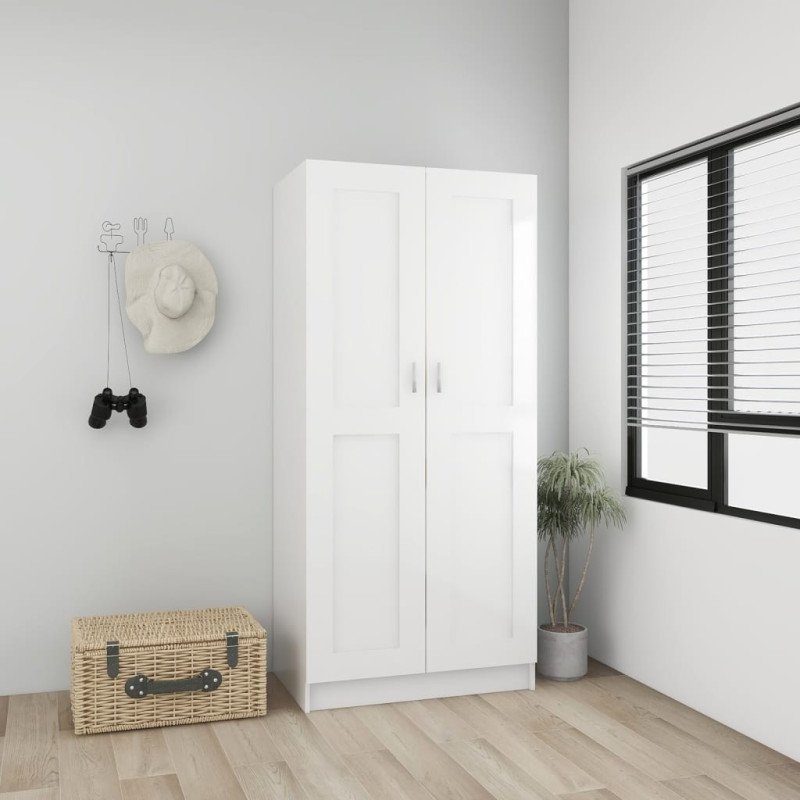 vidaXL Šatník, lesklý biely 82,5x51,5x180 cm, kompozitné drevo