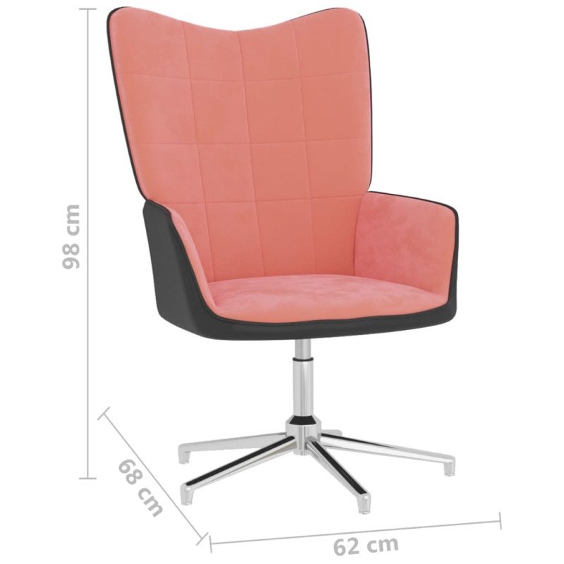 vidaXL Relaxačné kreslo s podnožkou ružové zamat a PVC