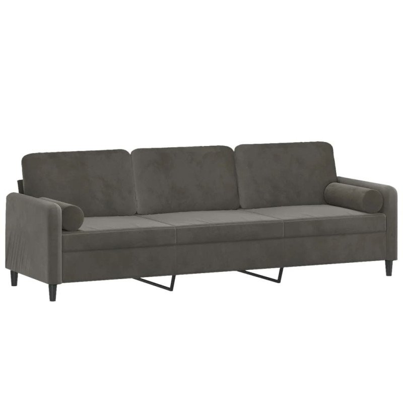 vidaXL 3-miestna pohovka s vankúšmi tmavosivá 210 cm zamat