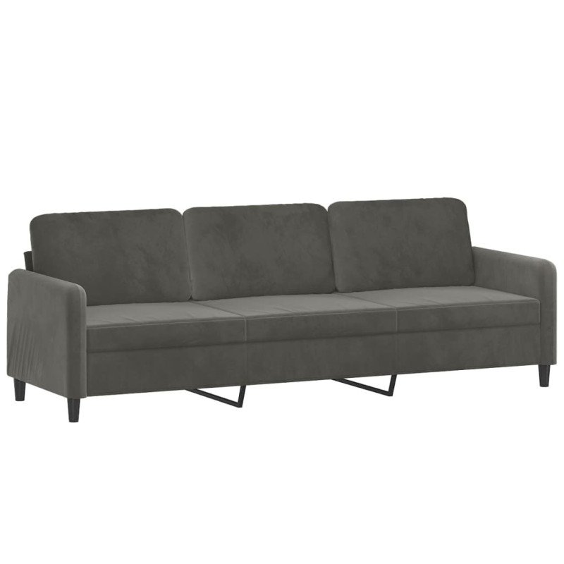 vidaXL 3-miestna pohovka s vankúšmi tmavosivá 210 cm zamat