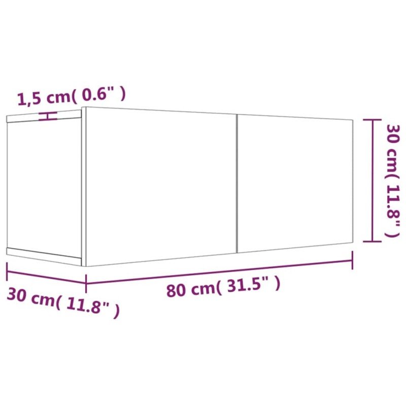 vidaXL TV skrinka sivý dub sonoma 80x30x30 cm spracované drevo