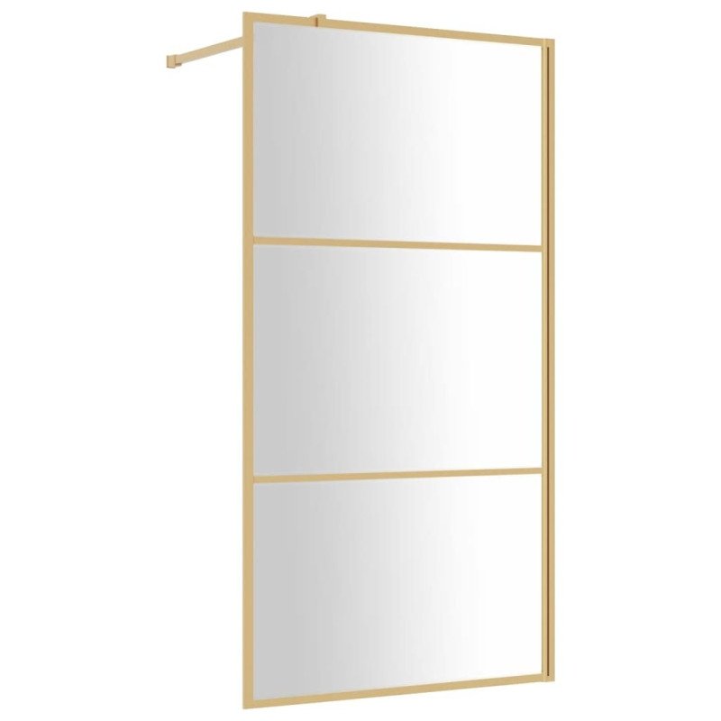 vidaXL Sprchová zástena s priehľadným ESG sklom, zlatá 115x195 cm