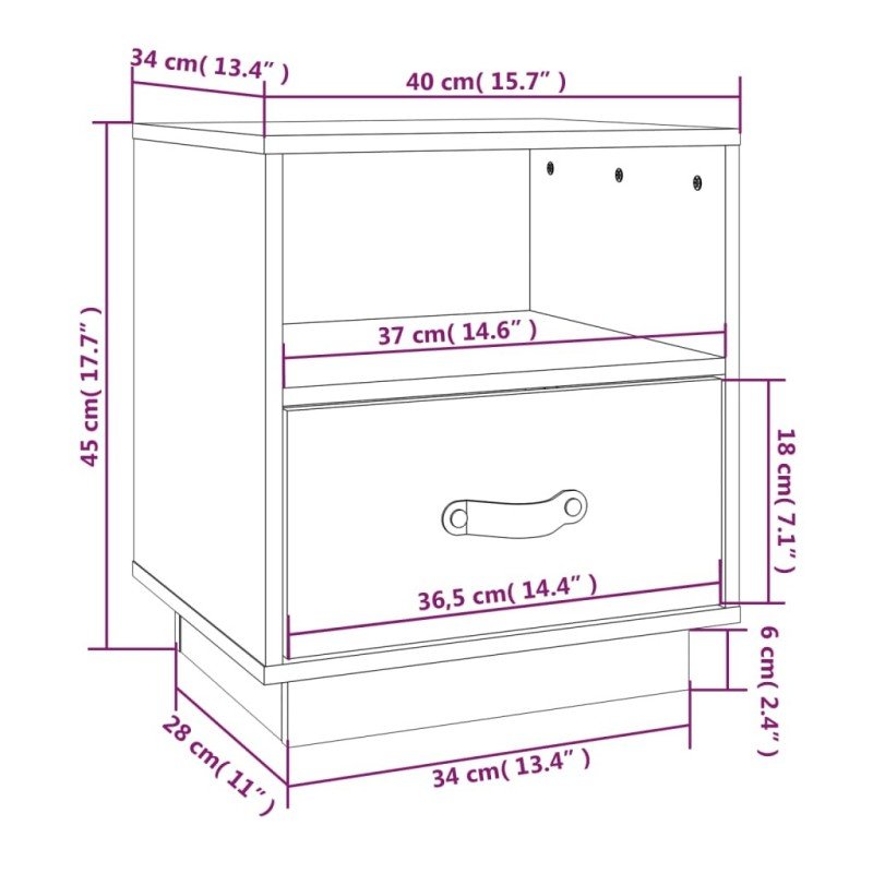 vidaXL Nočné stolíky 2 ks sivé 40x34x45 cm borovicový masív