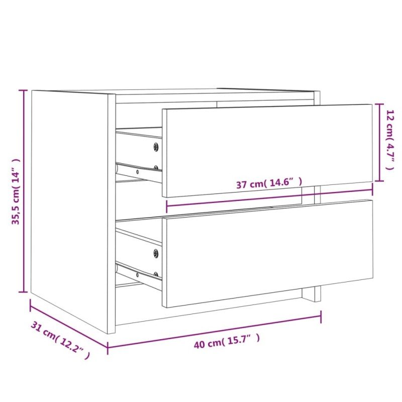 vidaXL Nočné stolíky 2 ks biele 40x31x35,5 cm masívne borovicové drevo