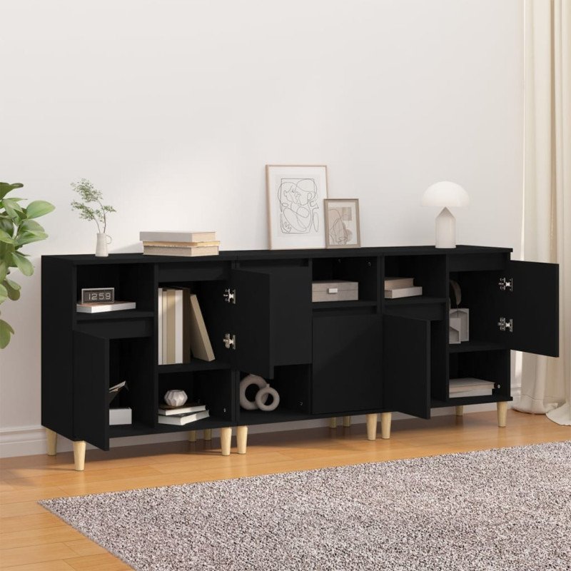 vidaXL Komody 3 ks čierne 60x35x70 cm kompozitné drevo