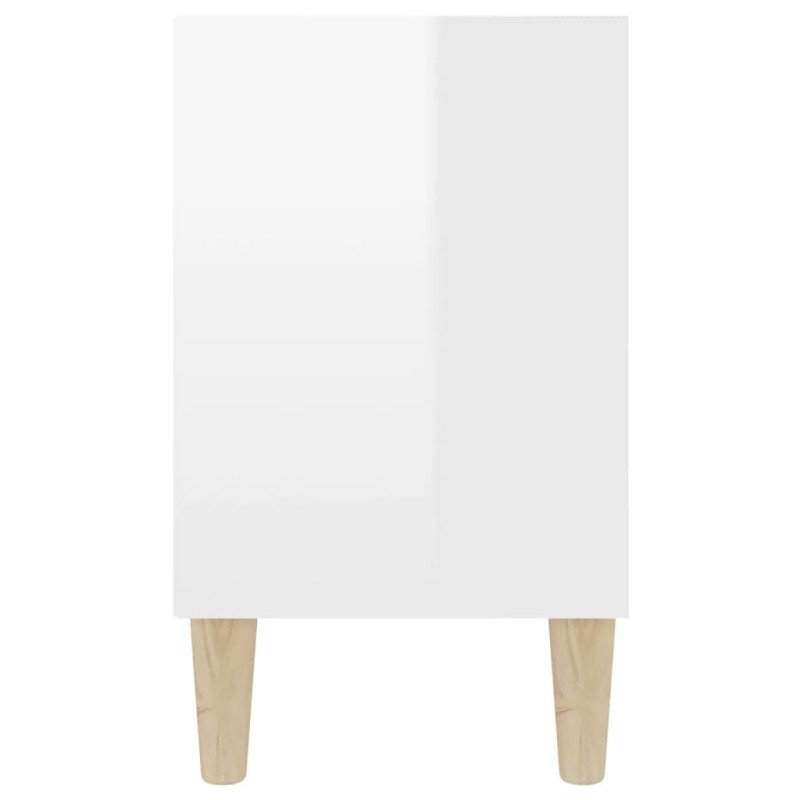vidaXL TV stolík nohy z masívneho dreva lesklý biely 103,5x30x50 cm