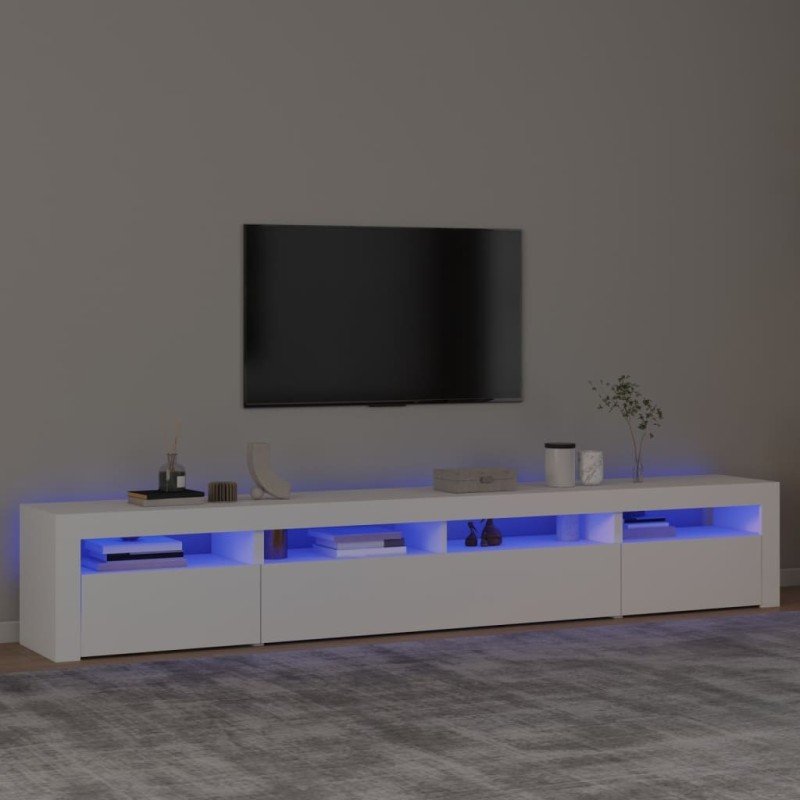 vidaXL TV skrinka s LED svetlami biela 240x35x40 cm