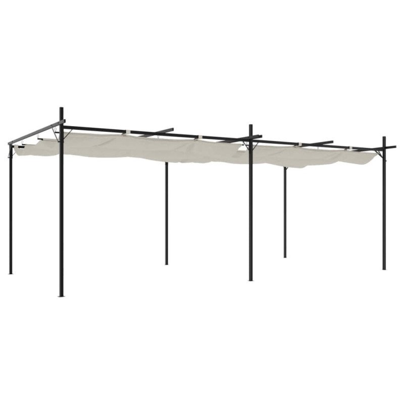 vidaXL Pergola so zaťahovacou strechou krémová 589x292x230 cm