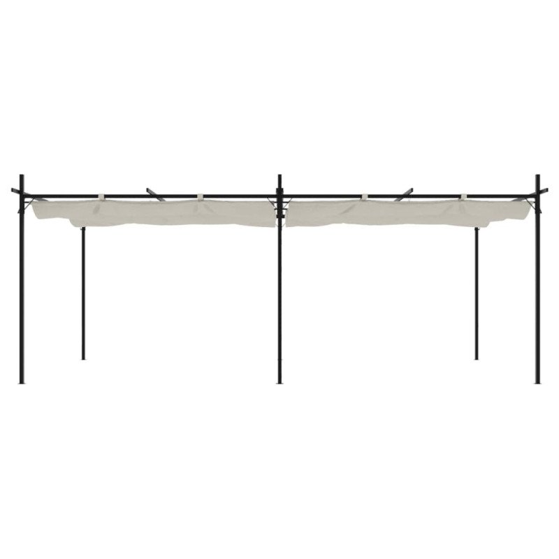vidaXL Pergola so zaťahovacou strechou krémová 589x292x230 cm