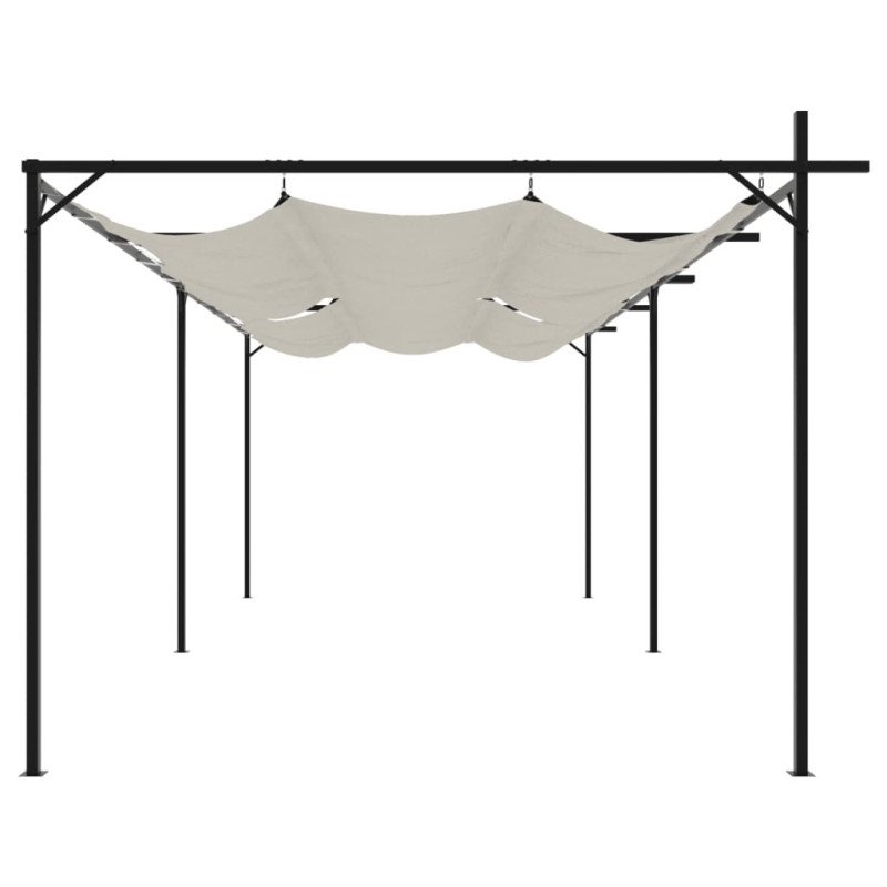 vidaXL Pergola so zaťahovacou strechou krémová 589x292x230 cm