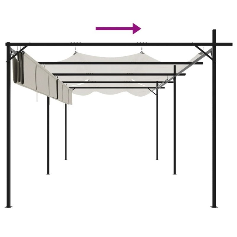 vidaXL Pergola so zaťahovacou strechou krémová 589x292x230 cm
