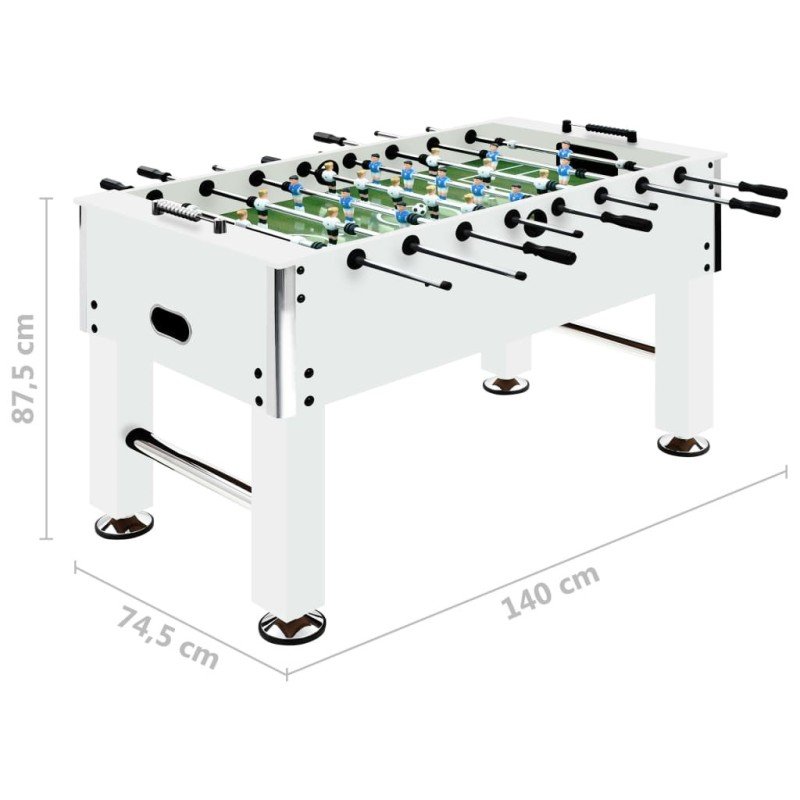 vidaXL Stolný futbal oceľ 60 kg 140x74,5x87,5 cm biely