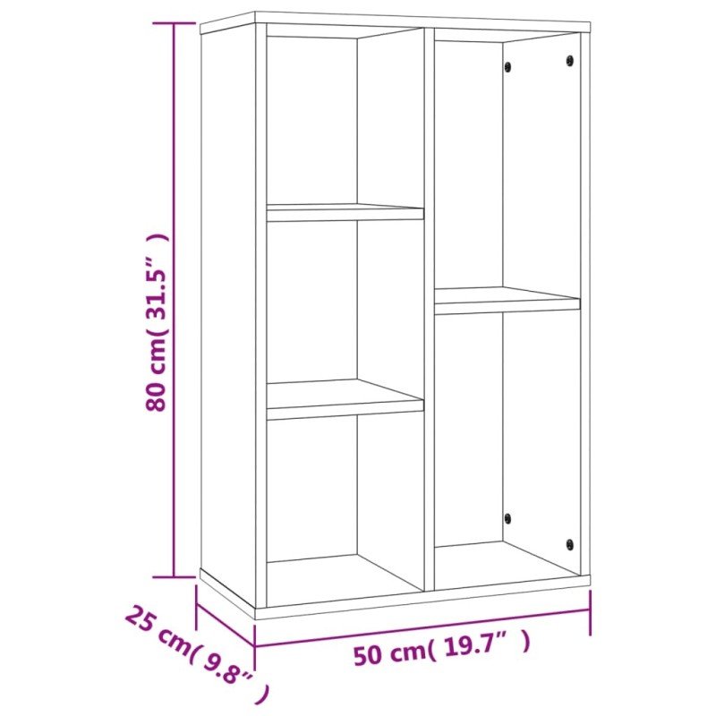 vidaXL Knižnica/komoda hnedý dub 50x25x80 cm spracované drevo