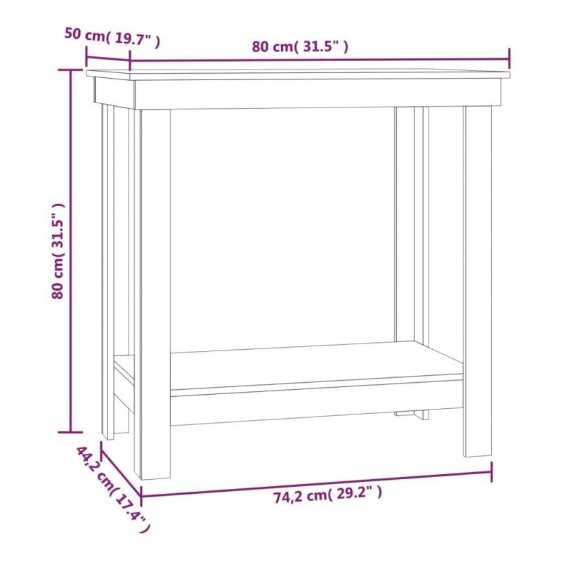 vidaXL Pracovná lavica biela 80x50x80 cm masívna borovica