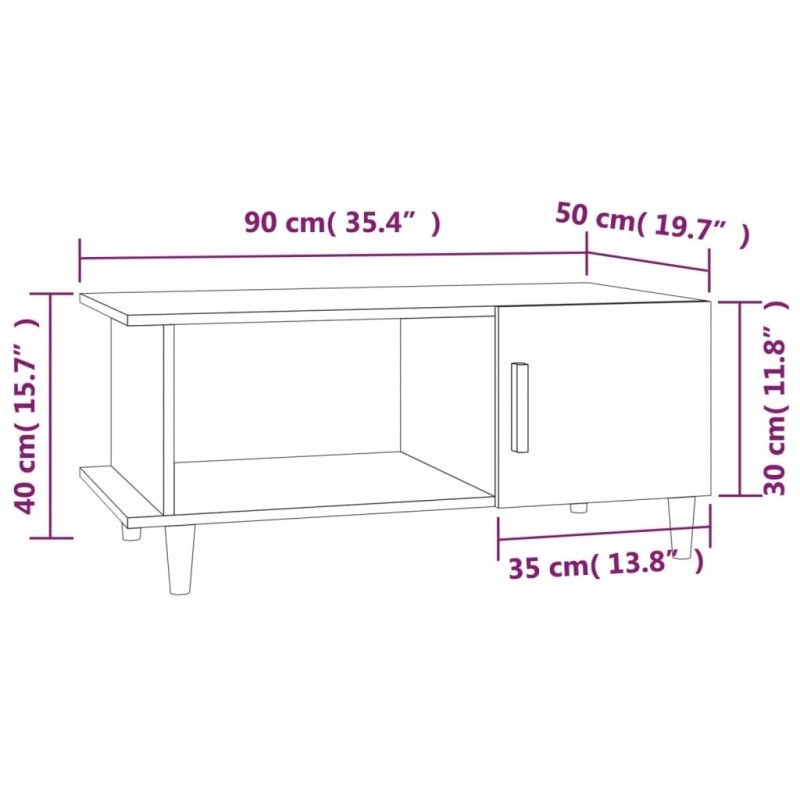 vidaXL Konferenčný stolík čierny 90x50x40 cm kompozitné drevo