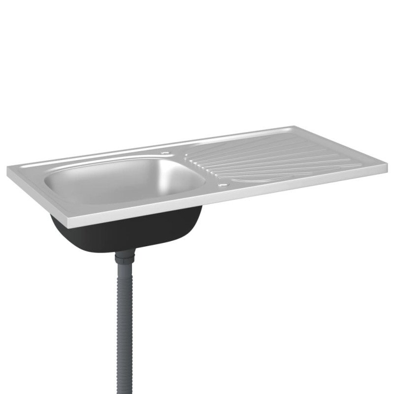 vidaXL Kuchynský drez s odkvapkávačom, strieborný 1000x500x155mm, oceľ
