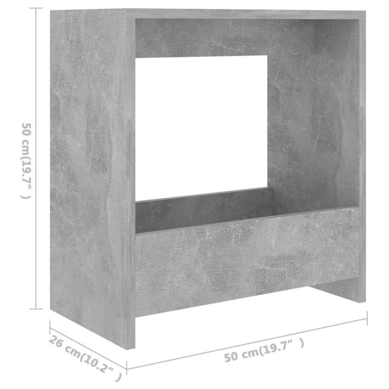 vidaXL Príručný stolík, betónovo sivý 50x26x50 cm, kompozitné drevo